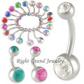 Fancy Double CZ Stone Anime Belly Button Ring